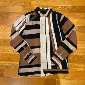 Maniere De Voir Long Sleeve Color Block Men’s Button Up Large NWT